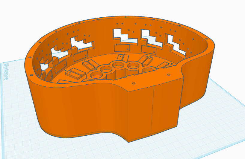 One-piece version of the pedal base for the OpenPedal system, designed for simplified assembly and improved structural integrity.